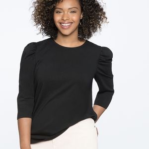 Eloquii Puff Sleeve Top In MAROON